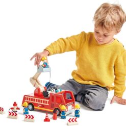 Tender Leaf Toys - Fire Engine - Wooden Fire Truck Toy with Firefighters and Accessories