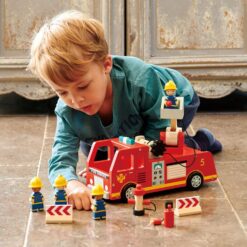 Tender Leaf Toys - Fire Engine - Wooden Fire Truck Toy with Firefighters and Accessories