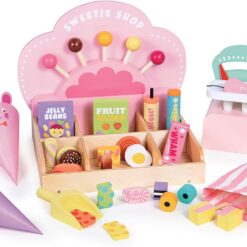 Tender Leaf Toys - Sweetie Pic’n’Mix Shop - Colorful Wood Retro-Style Candy Shop Play Set for Kids