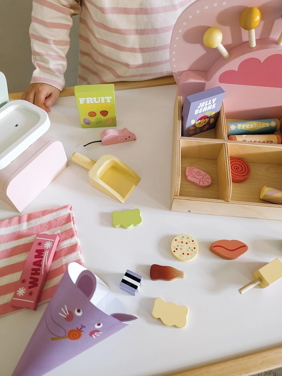 Tender Leaf Toys - Sweetie Pic’n’Mix Shop - Colorful Wood Retro-Style Candy Shop Play Set for Kids