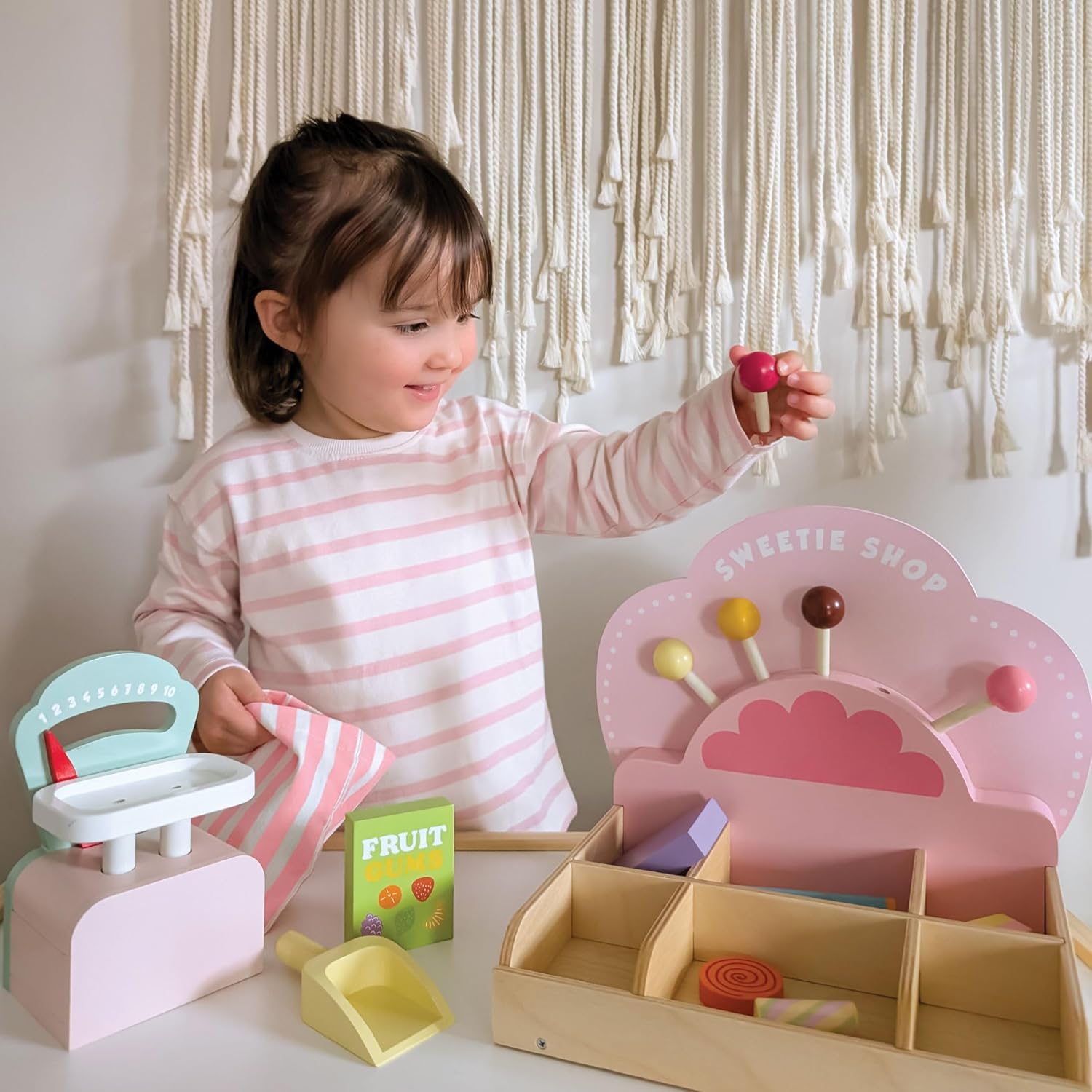 Tender Leaf Toys - Sweetie Pic’n’Mix Shop - Colorful Wood Retro-Style Candy Shop Play Set for Kids