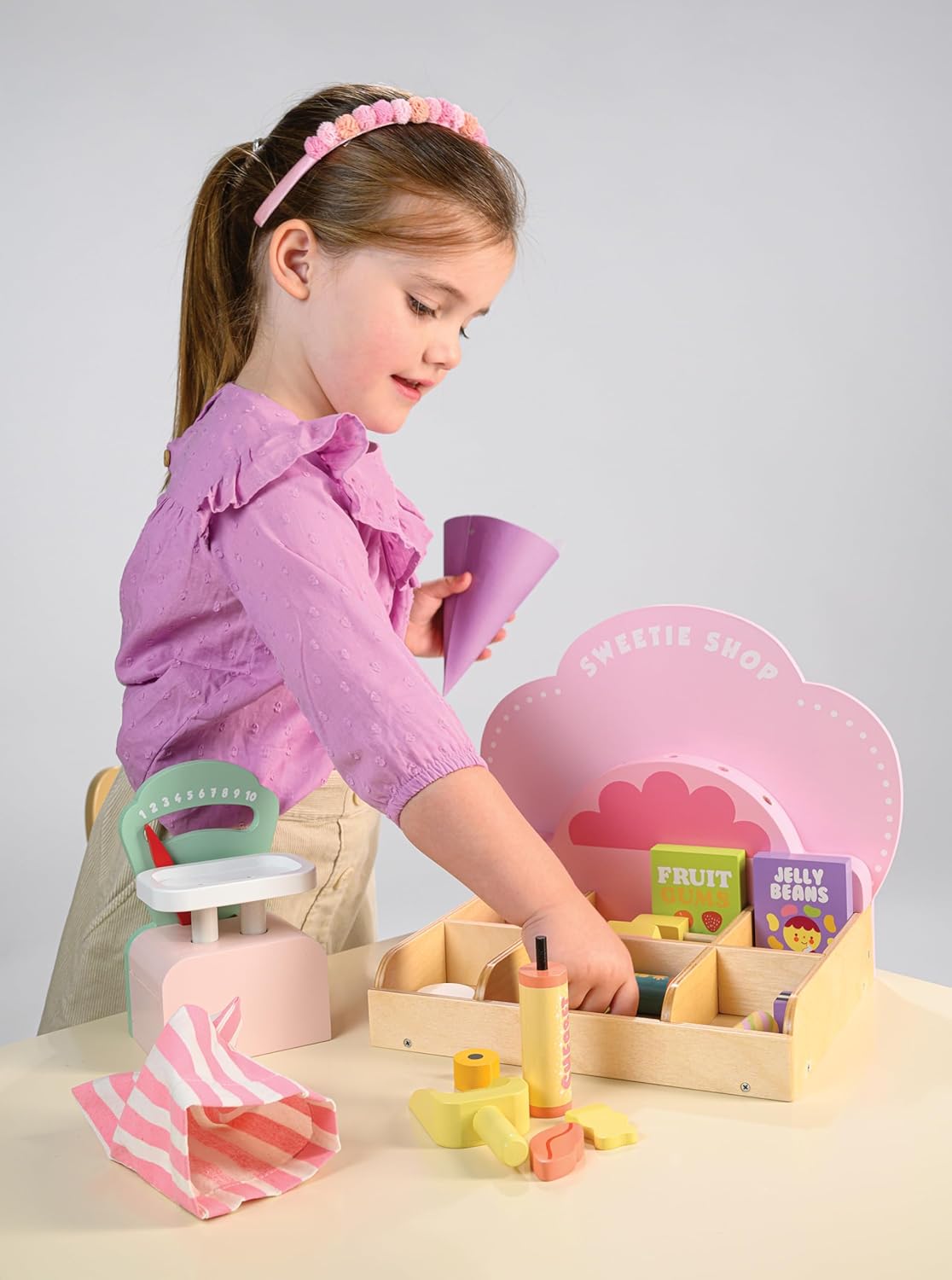 Tender Leaf Toys - Sweetie Pic’n’Mix Shop - Colorful Wood Retro-Style Candy Shop Play Set for Kids