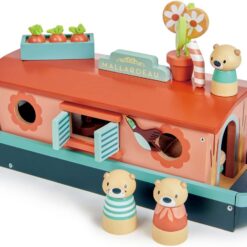 Tender Leaf Toys - Little Otter Canal Boat - 23 Pcs Furnished Wooden Boat Toy