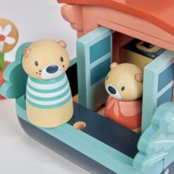 Tender Leaf Toys - Little Otter Canal Boat - 23 Pcs Furnished Wooden Boat Toy