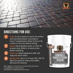 Paver Sealer - 8600 Wet Look (Medium Gloss) - 5 Gallon Covers up to 875-1250 sq ft (2 Coats)| Concrete Sealer Outdoor