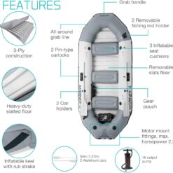 INTEX 68373EP Mariner 3 Inflatable Boat Set: Includes Deluxe 54in Boat Oars and High-Output Pump – 3-Person – 880lb Weight Capacity