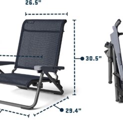 YETI Hondo Reclining Beach Chair, Breathable, UV-Resistant, and Supports up to 350 lbs, Navy