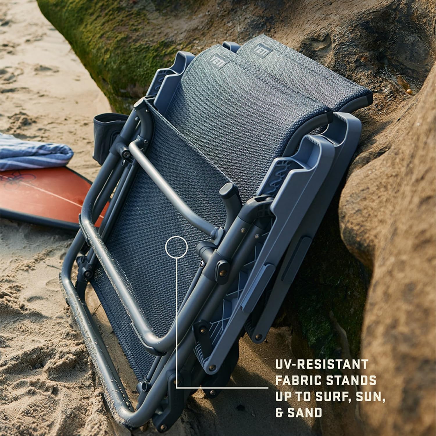 YETI Hondo Reclining Beach Chair, Breathable, UV-Resistant, and Supports up to 350 lbs, Navy