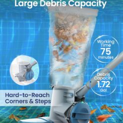 KOKIDO Rechargeable Heavy Duty Pool Leaf Vacuum, 62GPM Powerful Suction