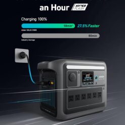 Anker SOLIX C1000 Portable Power Station, 1800W (Peak 2400W) Solar Generator, Full Charge in 58 Min, 1056wh LiFePO4 Battery