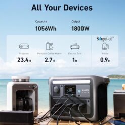 Anker SOLIX C1000 Portable Power Station, 1800W (Peak 2400W) Solar Generator, Full Charge in 58 Min, 1056wh LiFePO4 Battery