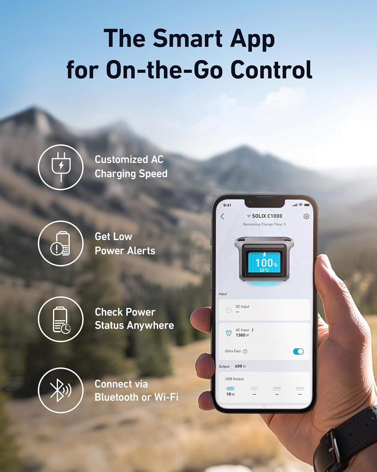 Anker SOLIX C1000 Portable Power Station, 1800W (Peak 2400W) Solar Generator, Full Charge in 58 Min, 1056wh LiFePO4 Battery