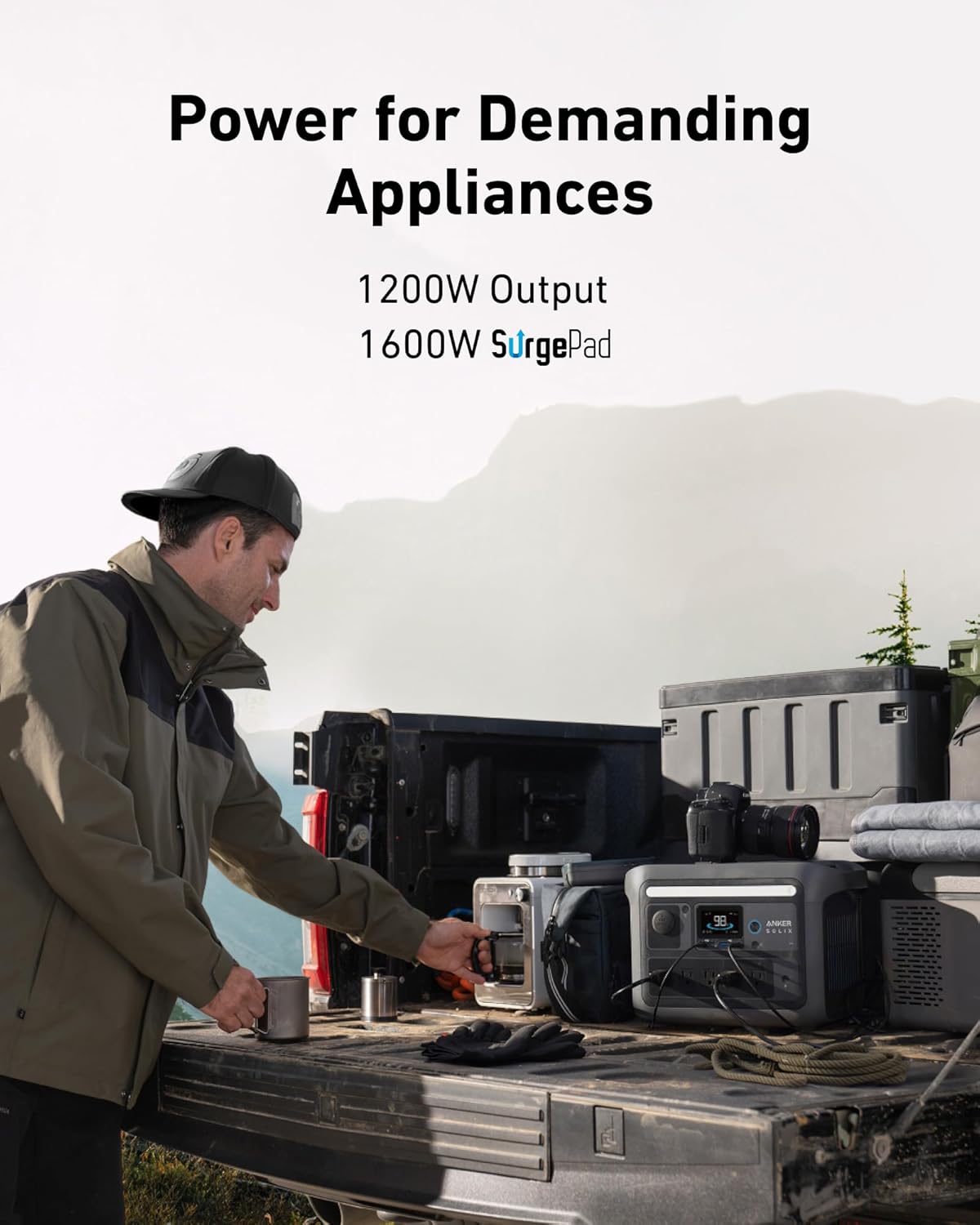 Anker SOLIX C800 Portable Power Station, 1200W (Peak 1600W) Solar Generator, Full Charge in 58 Min, 768Wh LiFePO4 Battery