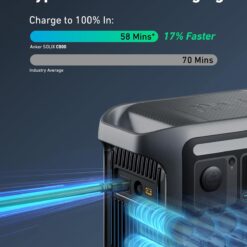 Anker SOLIX C800 Portable Power Station, 1200W (Peak 1600W) Solar Generator, Full Charge in 58 Min, 768Wh LiFePO4 Battery
