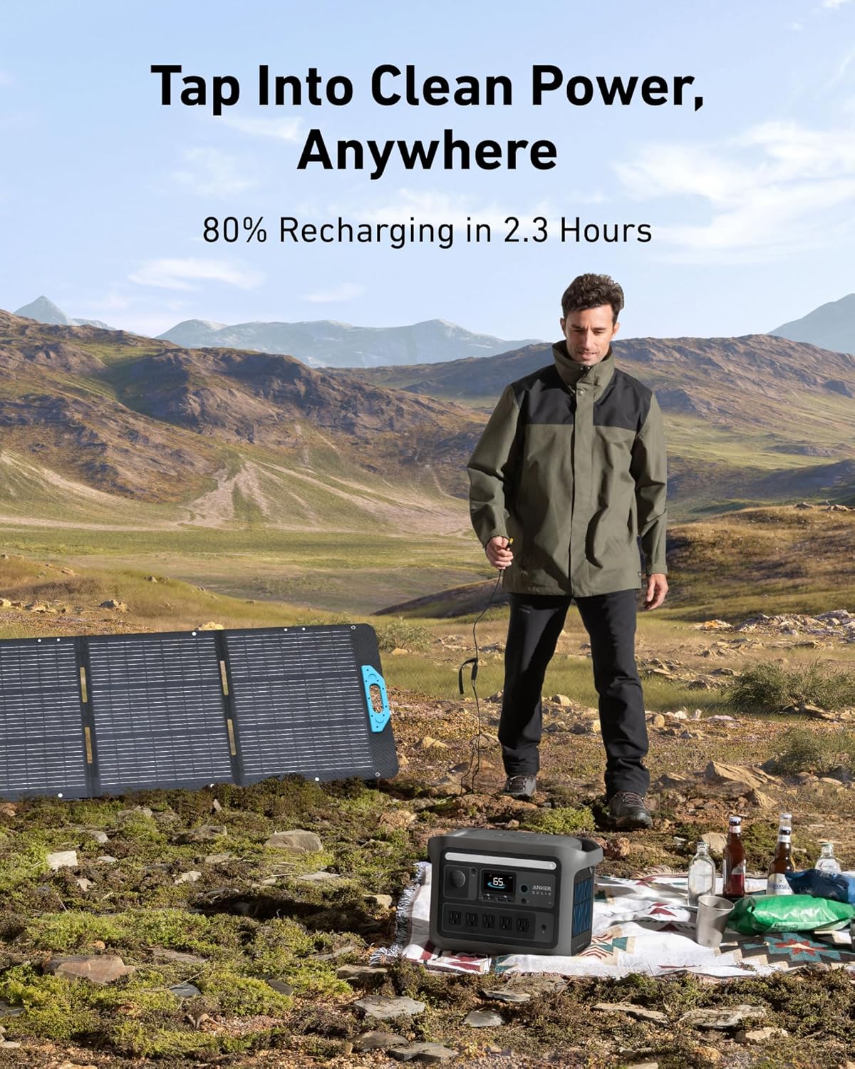 Anker SOLIX C800 Portable Power Station, 1200W (Peak 1600W) Solar Generator, Full Charge in 58 Min, 768Wh LiFePO4 Battery