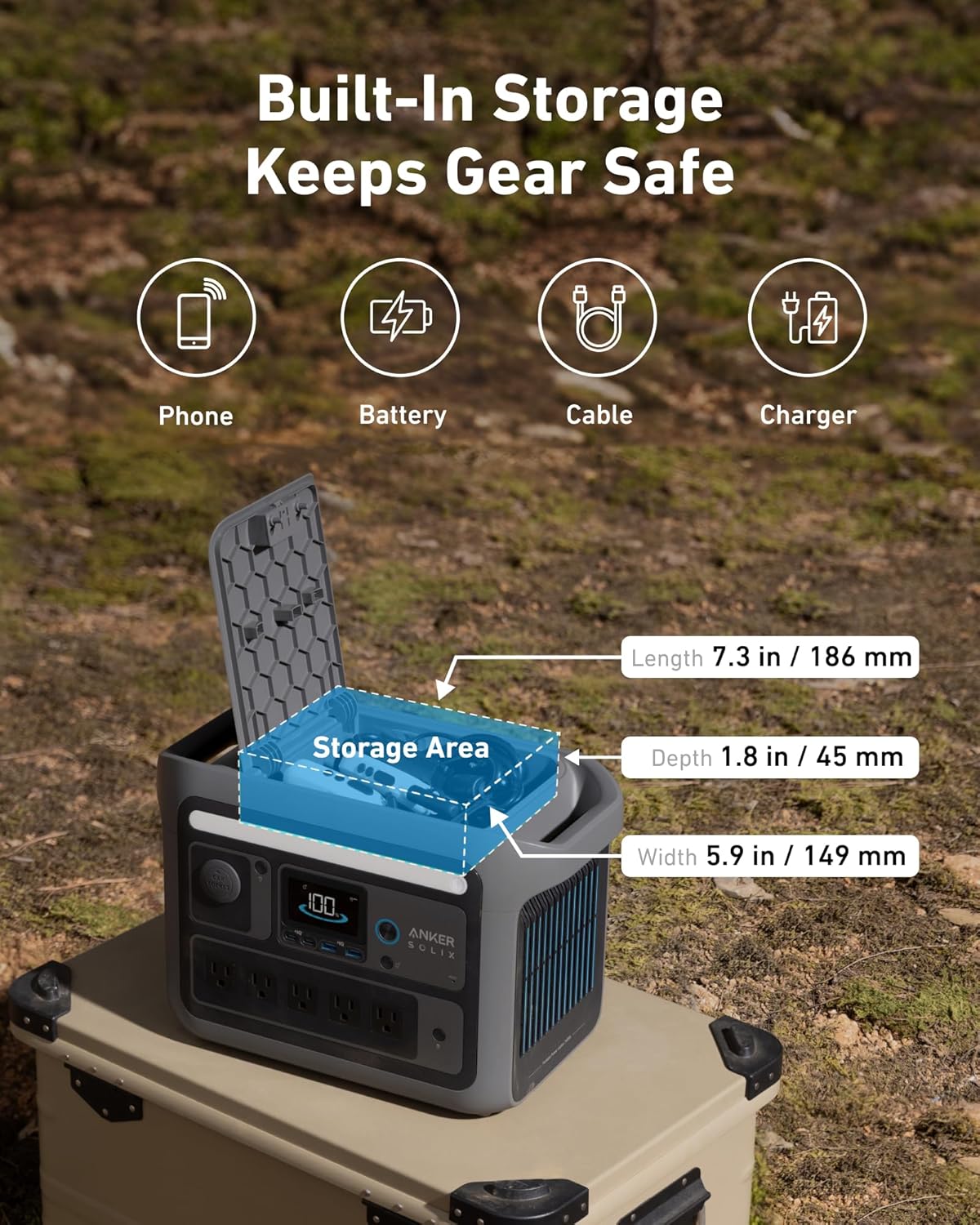 Anker SOLIX C800 Portable Power Station, 1200W (Peak 1600W) Solar Generator, Full Charge in 58 Min, 768Wh LiFePO4 Battery
