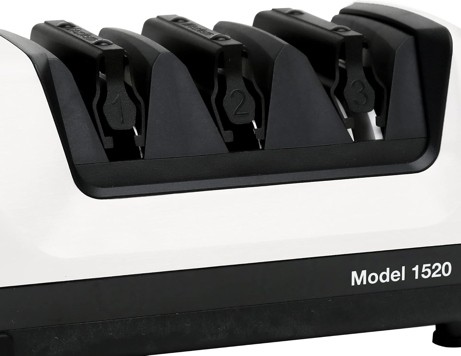Chef’sChoice Professional Electric Knife Sharpeners for 15- and 20-Degree Straight-Edge and Serrated Knives with Diamond Abrasives & Precision Angle Control, 3-Stage, White