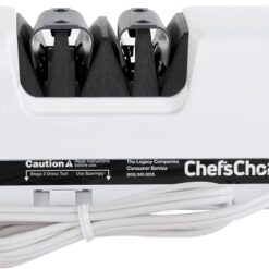 Chef’sChoice Professional Electric Knife Sharpeners FlexHone/Strop With 100-Percent Diamond Abrasives And Precision Angle Guides For 20-Degree Straight-Edge and Serrated Knives, 2-Stage, White