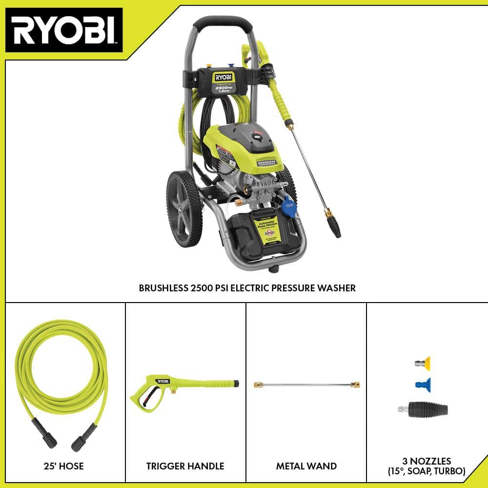RYOBI 2500 PSI 1.2 GPM High Performance Cold Water Electric Pressure Washer RY142500