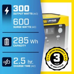 Champion Power Equipment 285-Wh Power Station 600/300-Watt Portable Lithium-Ion Battery Solar Generator 201188