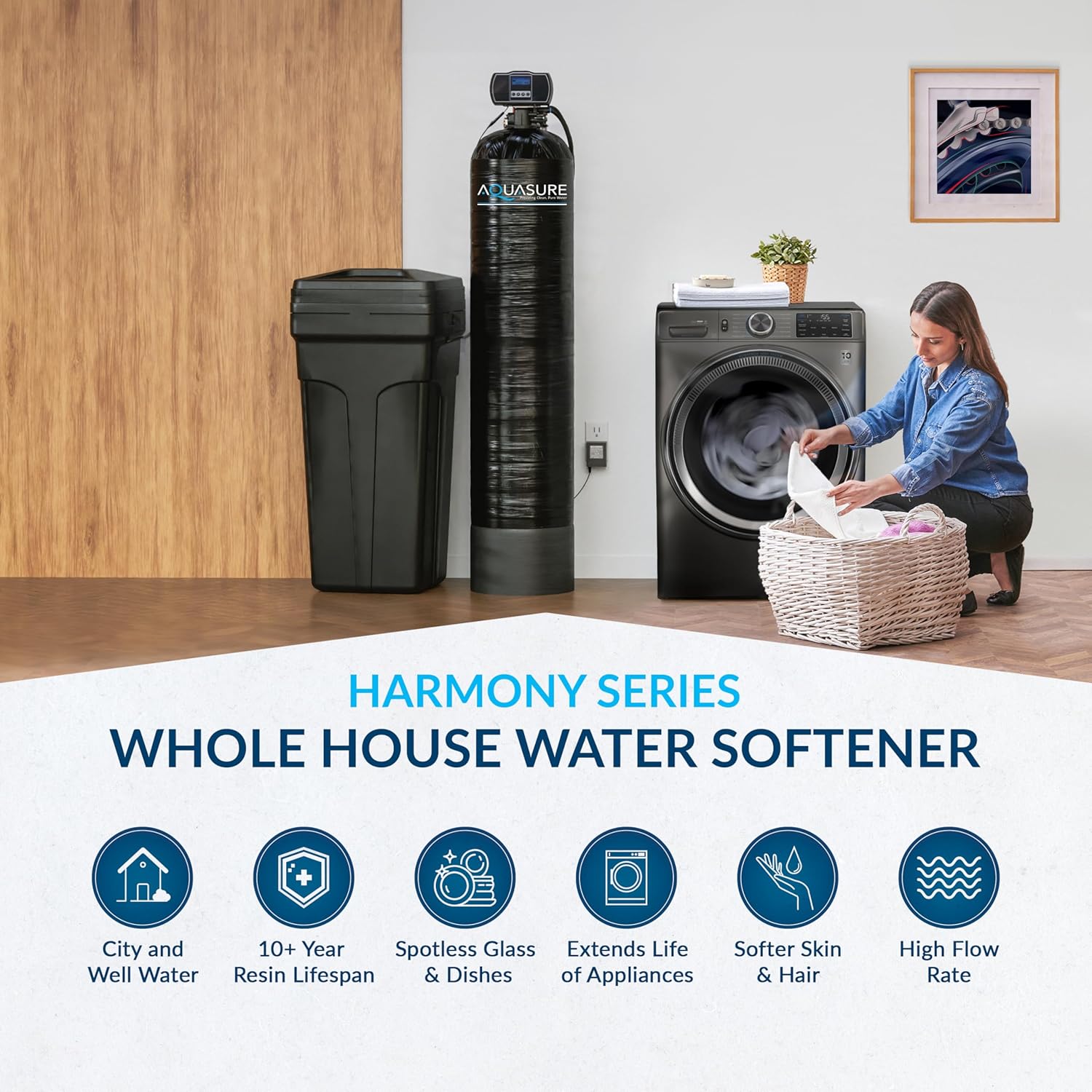 Aquasure Harmony Series 40,000 Grains Whole House Water Softener with High Performance Automatic Digital Metered Control Head