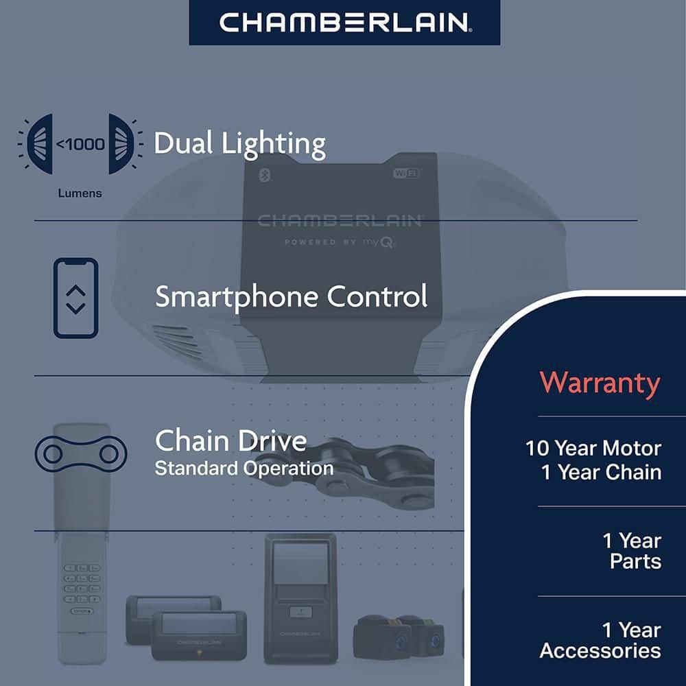 Chamberlain 1/2 HP Smart Chain Drive Garage Door Opener C2405