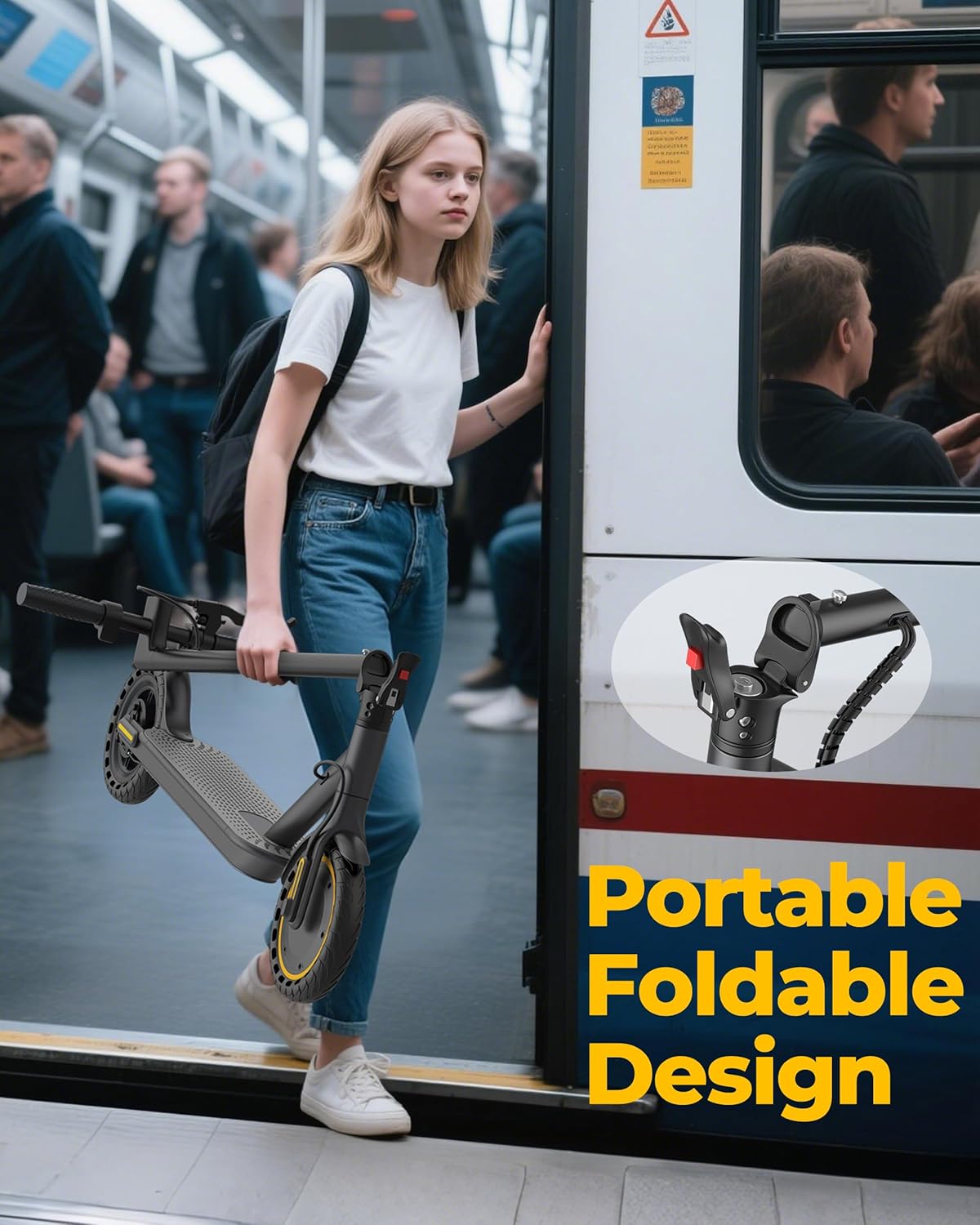 WERHY Electric Scooter, 350W/500W Motor, Top Speed 16/19/22 mph, Max 12/21/23Miles Ranges, Foldable E Scooter for Adults