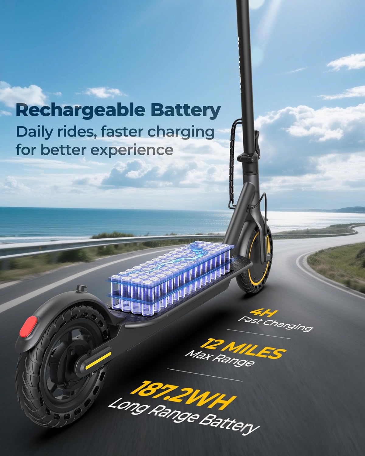 WERHY Electric Scooter, 350W/500W Motor, Top Speed 16/19/22 mph, Max 12/21/23Miles Ranges, Foldable E Scooter for Adults