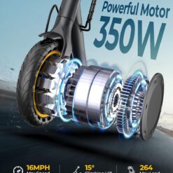 WERHY Electric Scooter, 350W/500W Motor, Top Speed 16/19/22 mph, Max 12/21/23Miles Ranges, Foldable E Scooter for Adults