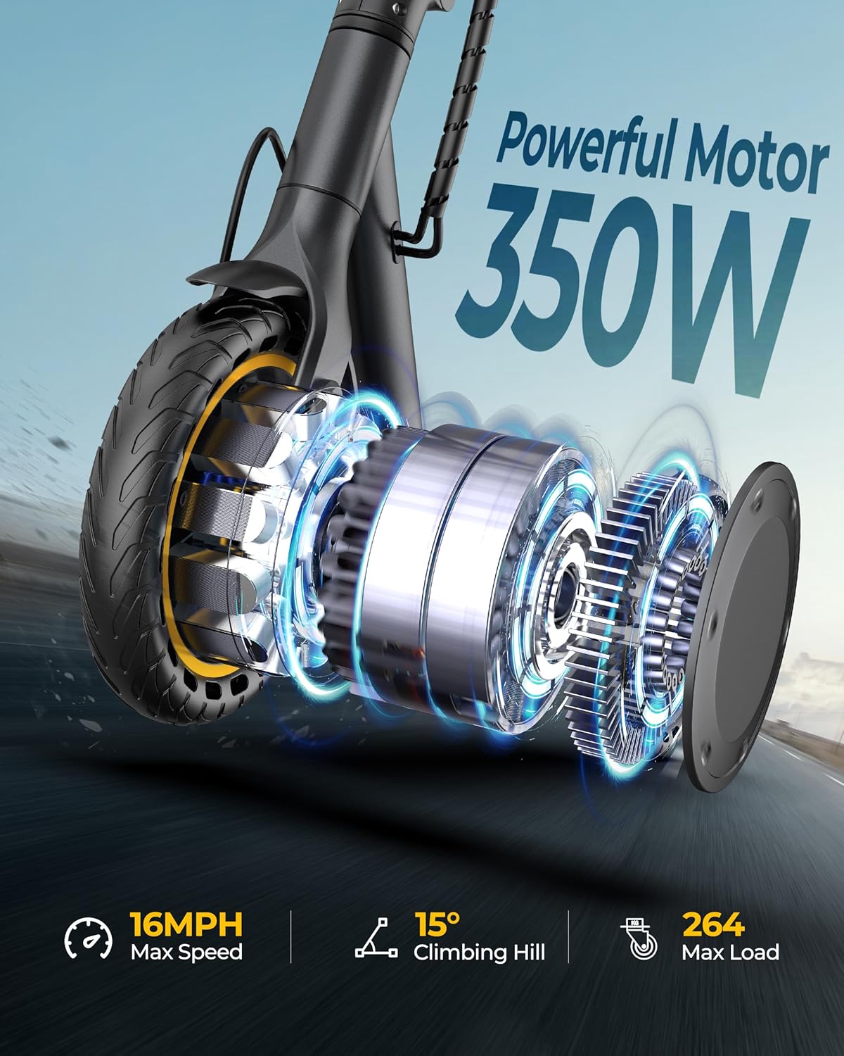 WERHY Electric Scooter, 350W/500W Motor, Top Speed 16/19/22 mph, Max 12/21/23Miles Ranges, Foldable E Scooter for Adults