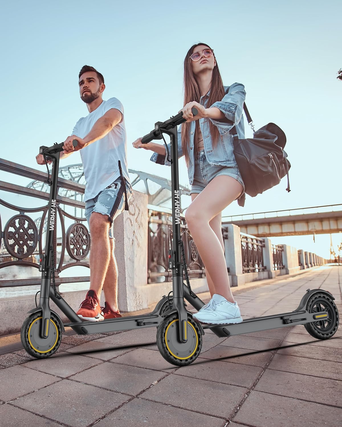 WERHY Electric Scooter, 350W/500W Motor, Top Speed 16/19/22 mph, Max 12/21/23Miles Ranges, Foldable E Scooter for Adults
