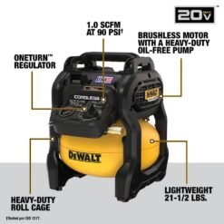 DEWALT 2.5 Gal. 140 psi Portable 20V Cordless Air Compressor Kit with FLEXVOLT Advantage, 6.0Ah FLEXVOLT Battery, and Charger DCC2520T1