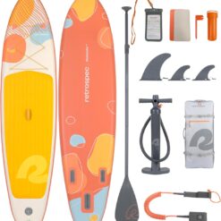 Retrospec Weekender Inflatable Stand Up Paddle Board Includes Paddle, Pump, and Accessories 10’6” Lightweight iSUP, Coral Foam