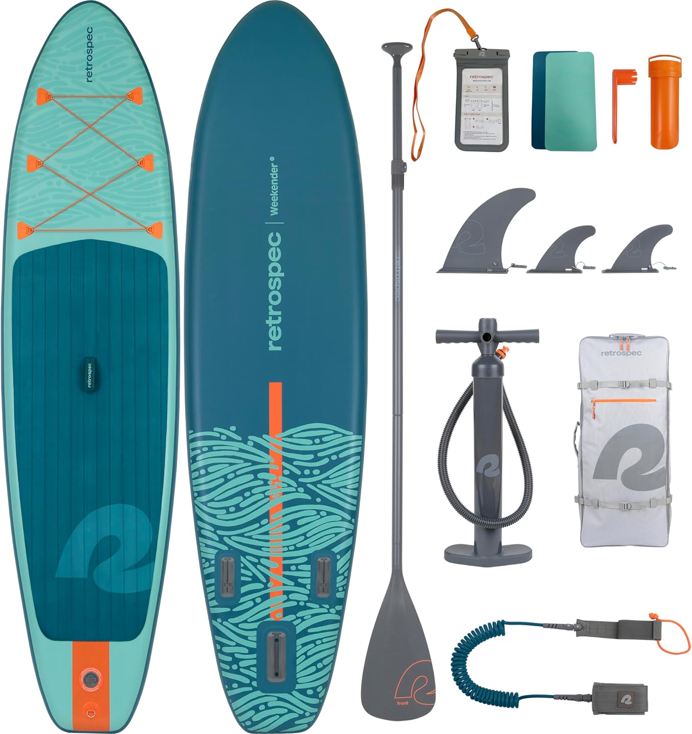 Retrospec Weekender Inflatable Stand Up Paddle Board Includes Paddle, Pump, and Accessories 10’6” Lightweight iSUP, Seafoam