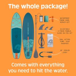 Retrospec Weekender Inflatable Stand Up Paddle Board Includes Paddle, Pump, and Accessories 10’6” Lightweight iSUP, Seafoam