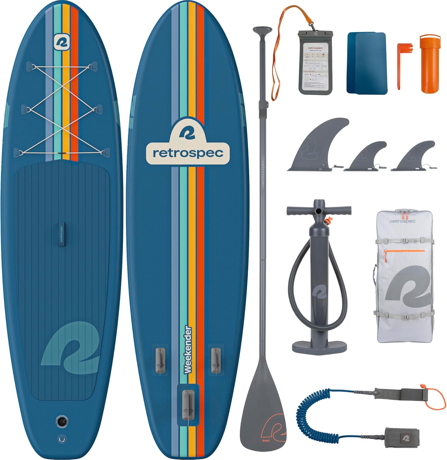 Retrospec Weekender Inflatable Stand Up Paddle Board Includes Paddle, Pump, and Accessories 10’6” Lightweight iSUP, Navy