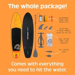 Retrospec Weekender Inflatable Stand Up Paddle Board Includes Paddle, Pump, and Accessories 10’6” Lightweight iSUP, Sunglow