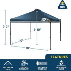 GCI Outdoor LevrUp Pop Up Canopy Tent, 10x10, Royal Blue