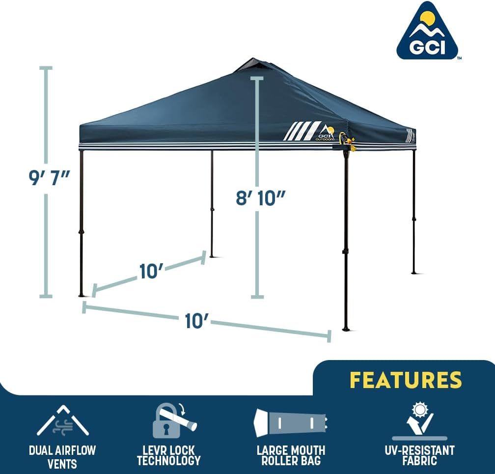GCI Outdoor LevrUp Pop Up Canopy Tent, 10x10, Royal Blue