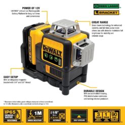 DEWALT 12V MAX Lithium-Ion 100 ft. Green Self-Leveling 3-Beam 360 Degree Laser Level with 2.0Ah Battery, Charger and Case DW089LG