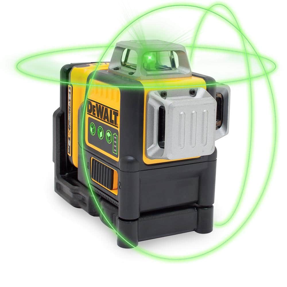 DEWALT 12V MAX Lithium-Ion 100 ft. Green Self-Leveling 3-Beam 360 Degree Laser Level with 2.0Ah Battery, Charger and Case DW089LG