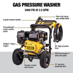 DEWALT 3400 PSI 2.5 GPM Cold Water Gas Pressure Washer with PressuReady DeWalt 208cc Engine DXPW3400PRNB-S