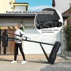 Basketball Hoop Outdoor 48Inch Impact Backboard, 5.3-10FT Height Adjustable Basketball Hoop Goal System with Portable Wheels for Adults