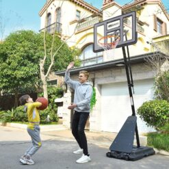 Basketball Hoop Outdoor 48Inch Impact Backboard, 5.3-10FT Height Adjustable Basketball Hoop Goal System with Portable Wheels for Adults