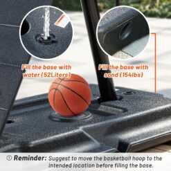 Basketball Hoop 44 Inch Backboard Portable Basketball Hoop Outdoor,5.3-10ft Stepless Regulation Crank Adjust Basketball Goal System,White and Black