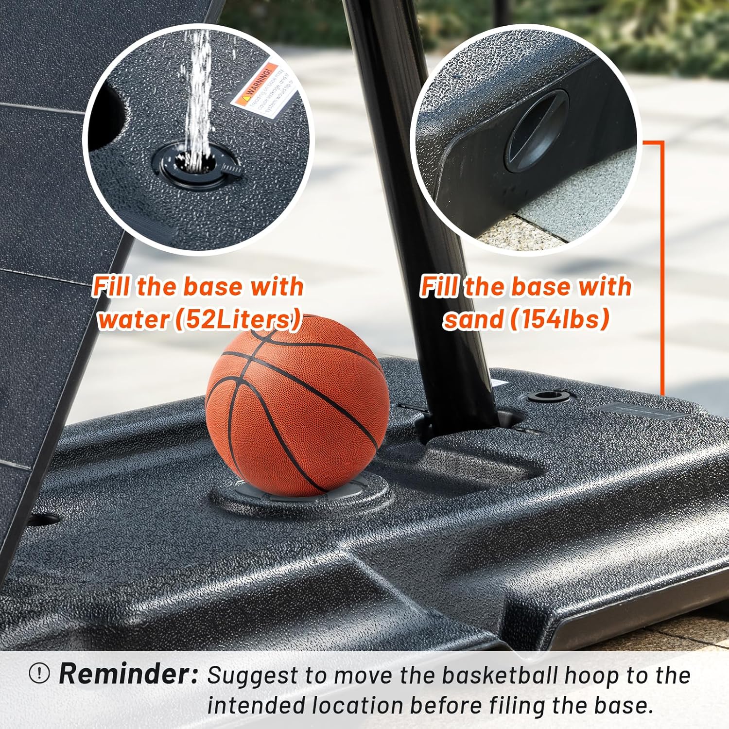 Basketball Hoop 44 Inch Backboard Portable Basketball Hoop Outdoor,5.3-10ft Stepless Regulation Crank Adjust Basketball Goal System,White and Black