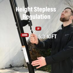 Basketball Hoop 48 Inch Backboard Portable Basketball Hoop Outdoor,5.3-10ft Stepless Regulation Crank Adjust Basketball Goal System, Black