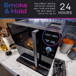 GE Profile Smart Indoor Pellet Smoker, with Active Smoke Filtration, 5 Smoke Control Settings, WiFi Connected, Electric, Countertop BBQ Appliance, Black