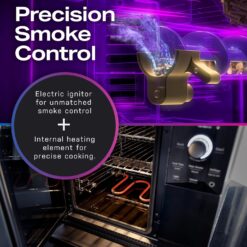 GE Profile Smart Indoor Pellet Smoker, with Active Smoke Filtration, 5 Smoke Control Settings, WiFi Connected, Electric, Countertop BBQ Appliance, Black