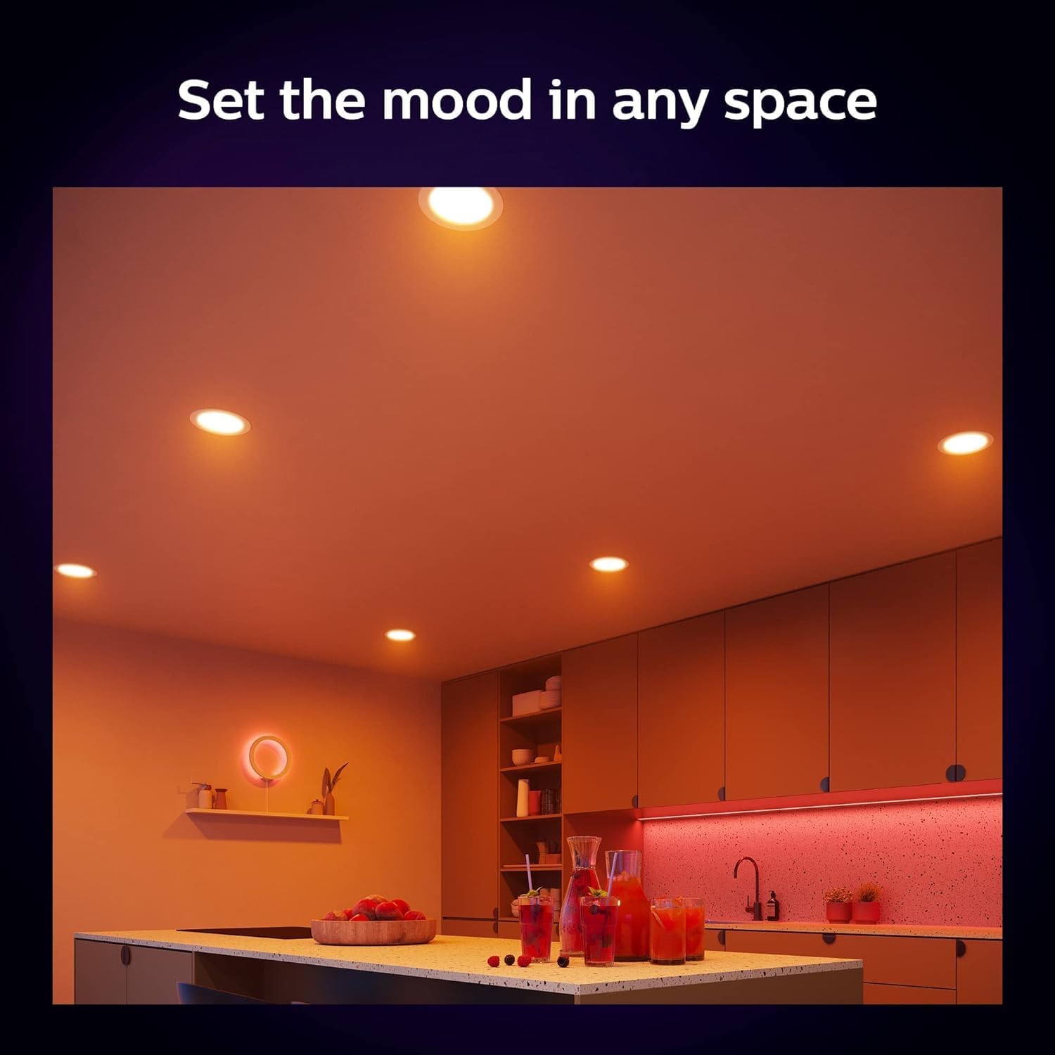 Philips Hue Smart Slim 5/6 Inch LED Downlight - White and Color Ambiance Color-Changing Light - 6 Pack